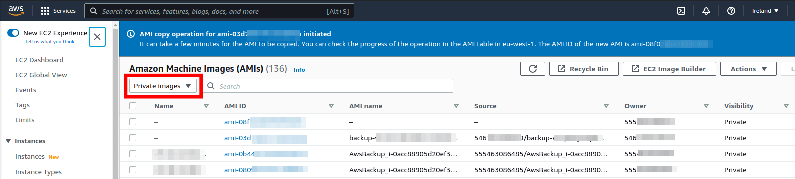 Shared AMI from destination account