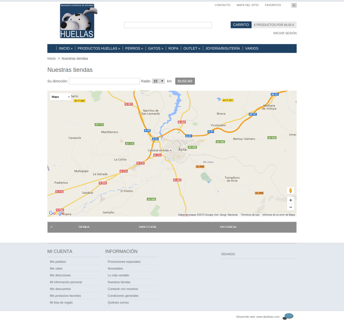 Store location and contact information