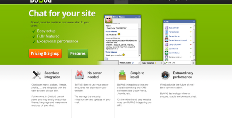 Integración de servicio de chat Bowob