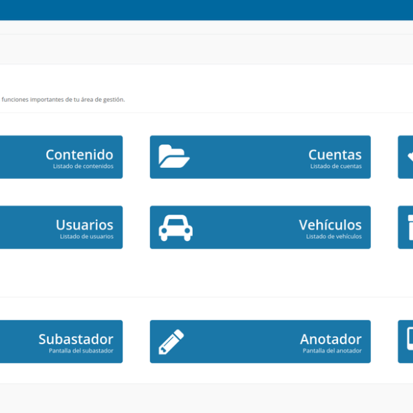 Administration panel dashboard with key metrics and quick actions