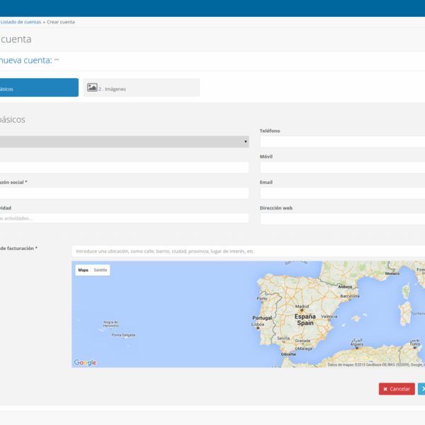 Customer account creation form