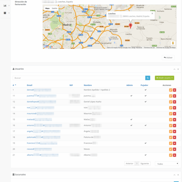 Customer account detail view on tablet device