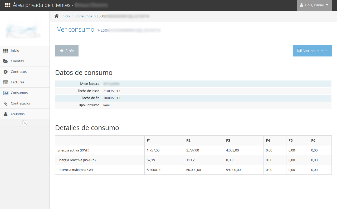 Detailed consumption period view