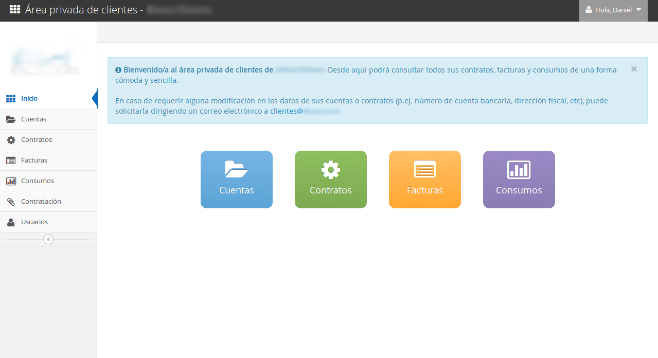 Customer portal homepage with responsive design