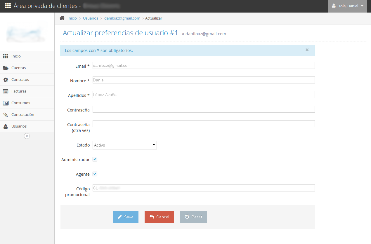 User preferences and profile data modification