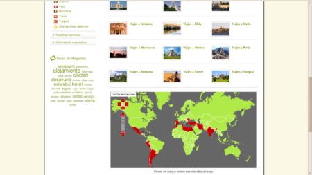 Destinations overview page