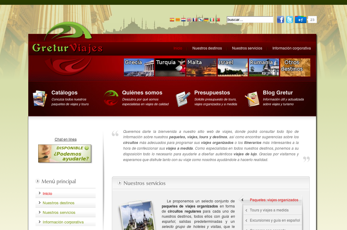 Gretur Viajes corporate website