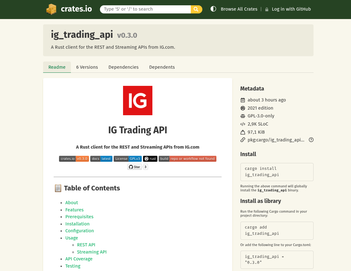 ig_trading_api package page on crates.io