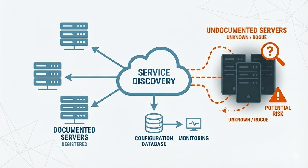 Service discovery and undocumented servers diagram