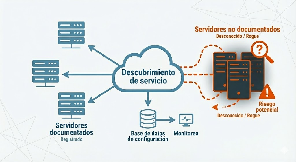 Diagrama de descubrimiento de servicios y servidores no documentados