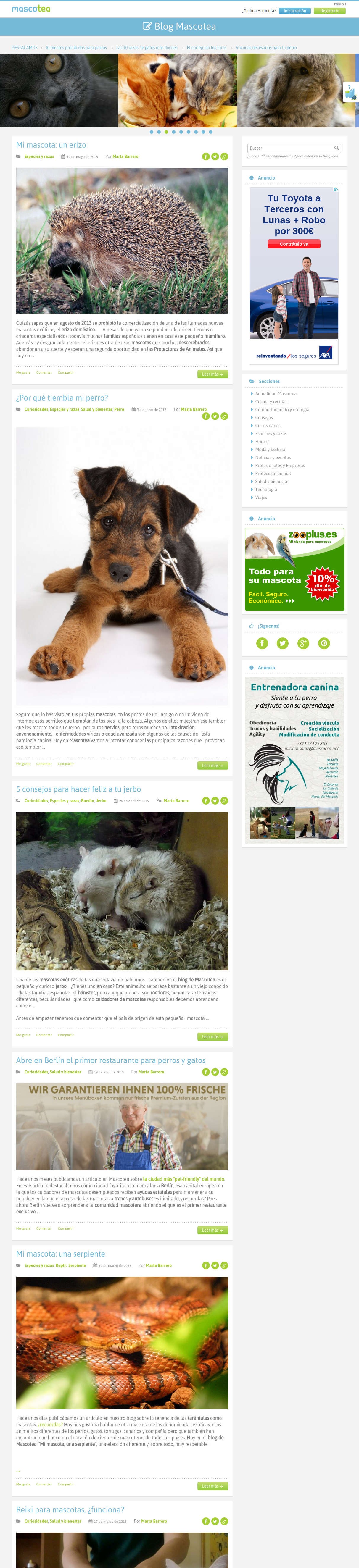 Community blog homepage