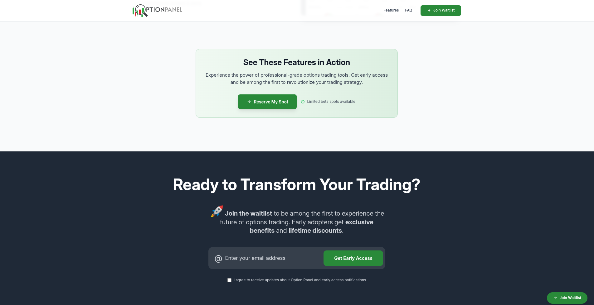 Contact form with real-time validation and final CTA
