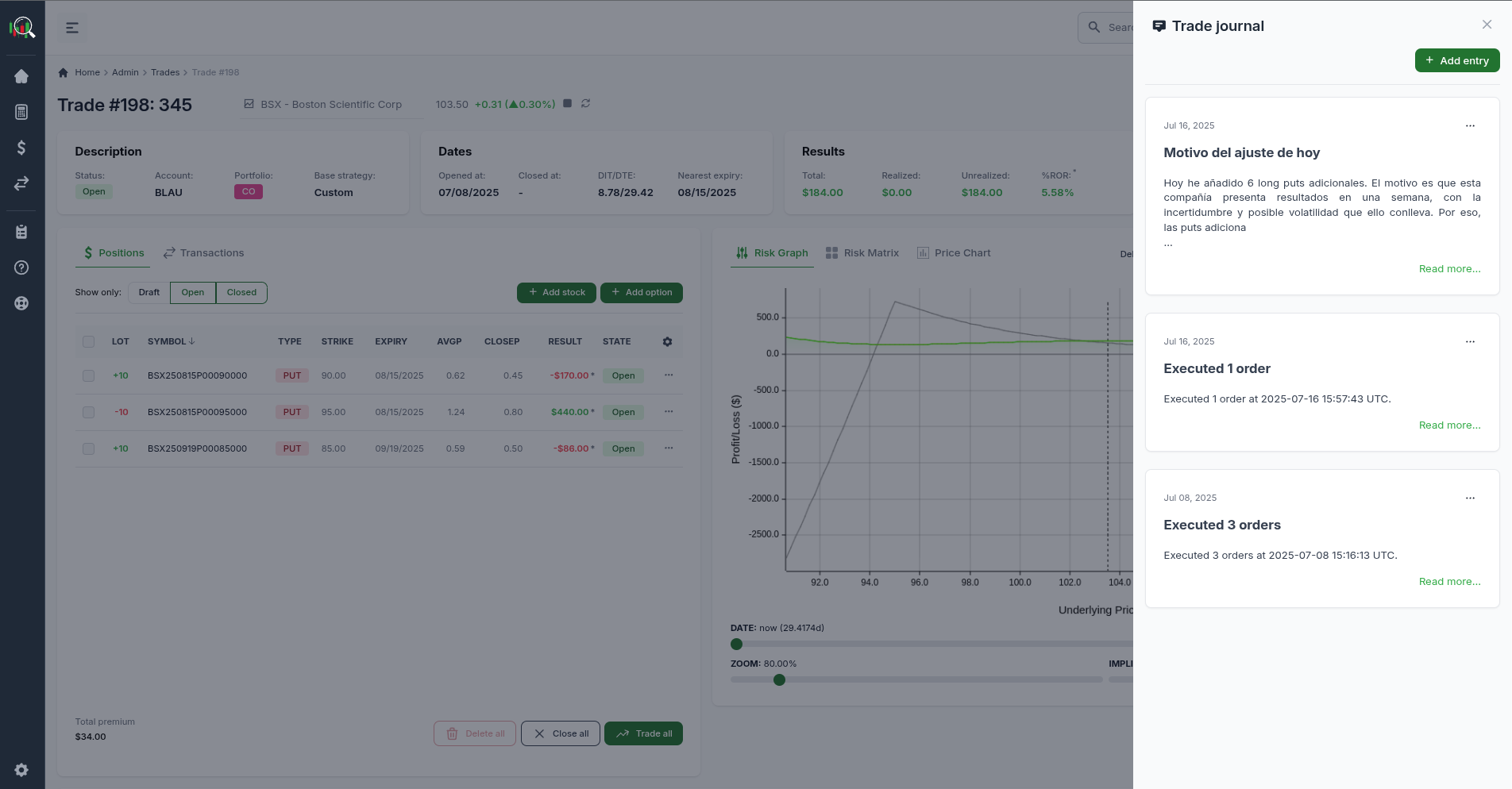 Automated trading journal with advanced analytics