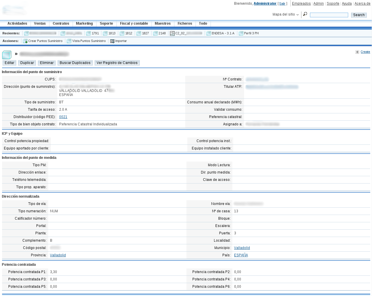 Supply Points (CUPS) module for Spanish electricity market