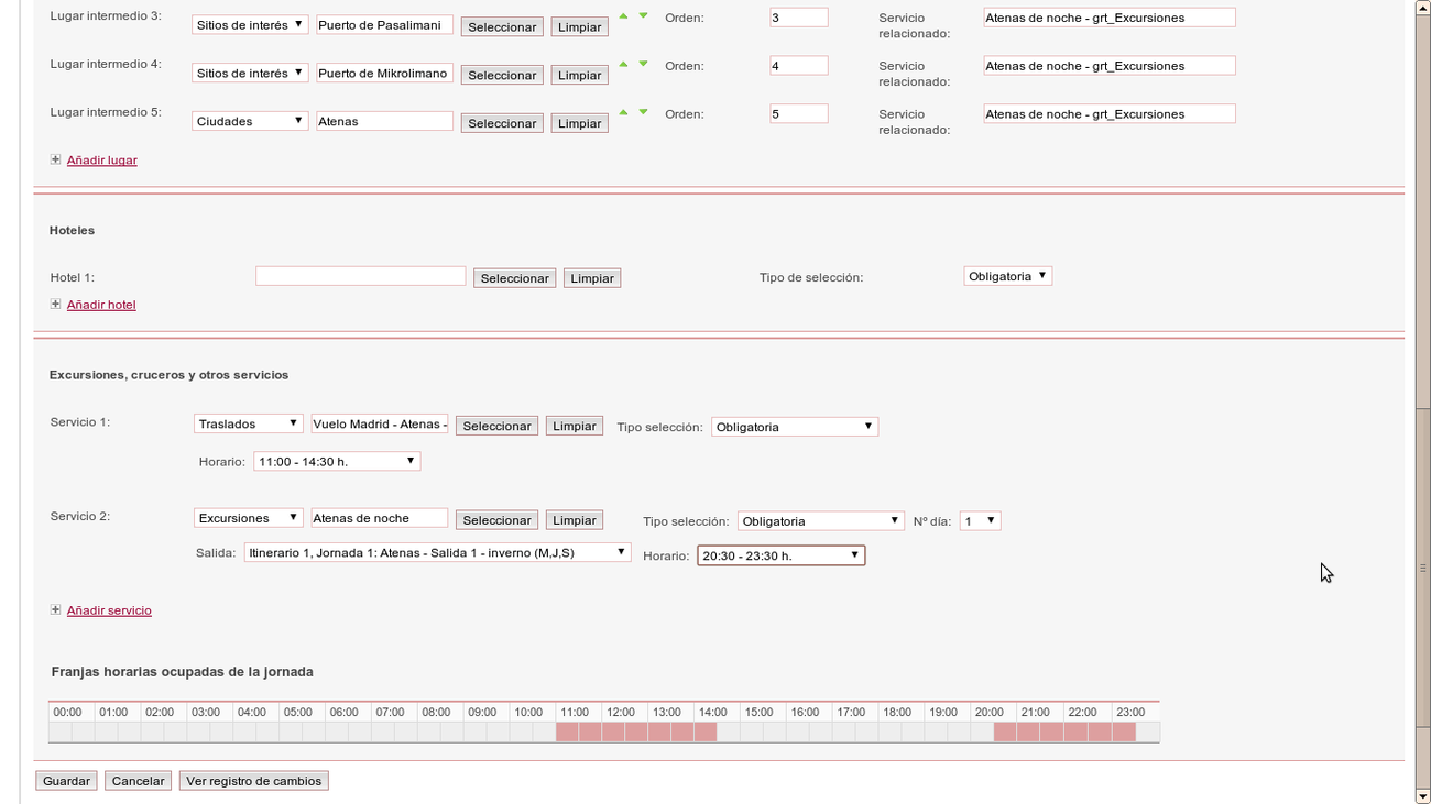 Tour day itinerary editor