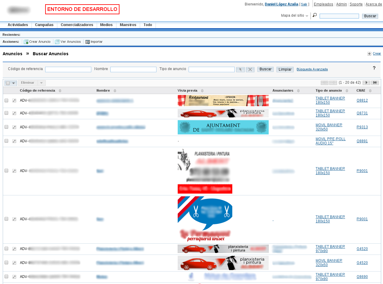 Ad management interface with multimedia banners