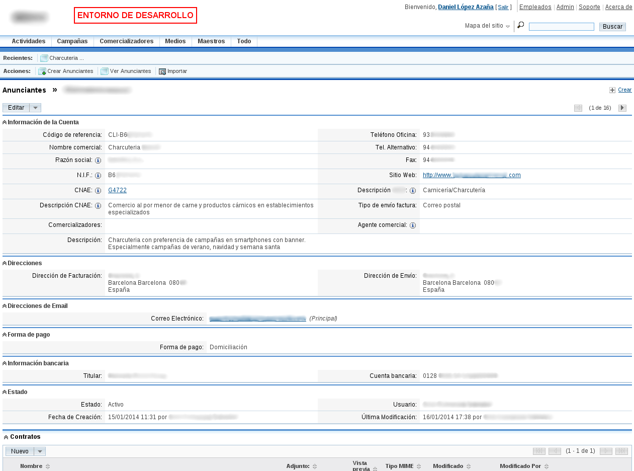 Advertiser detail view with calculated fields