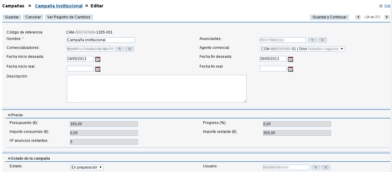Custom Campaigns module with cost calculation