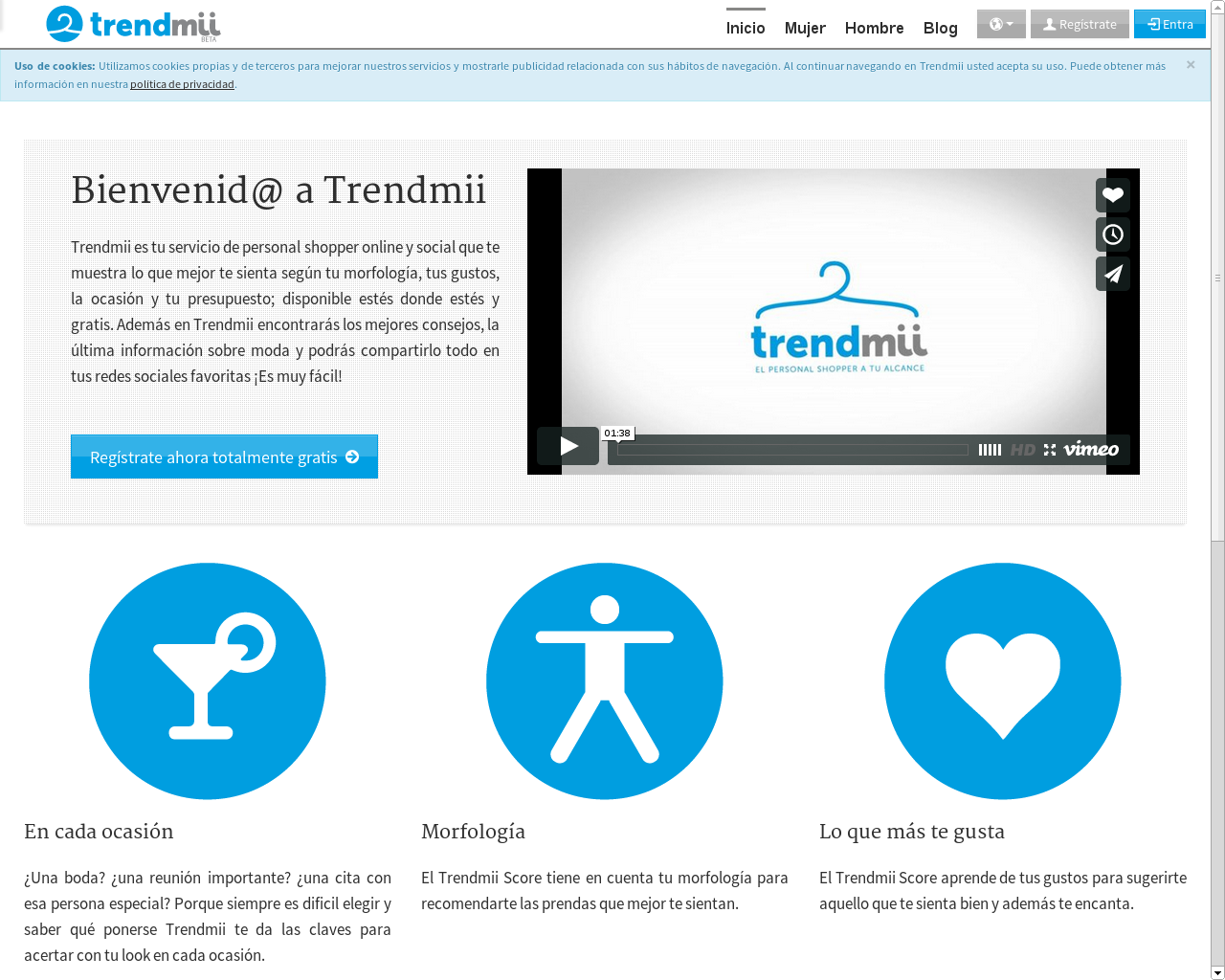 Trendmii homepage with hero slider and featured products
