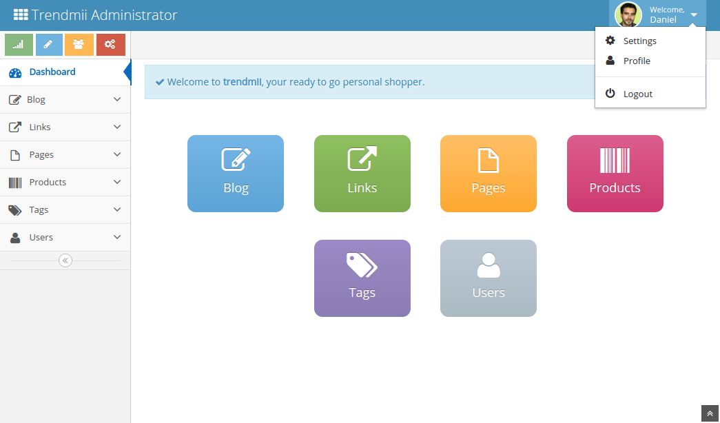 Ace Admin dashboard with key metrics and analytics