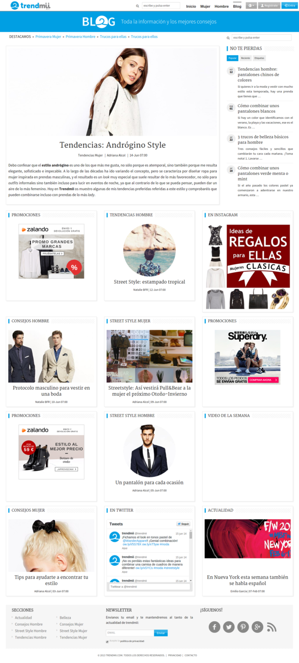 Women's fashion blog homepage