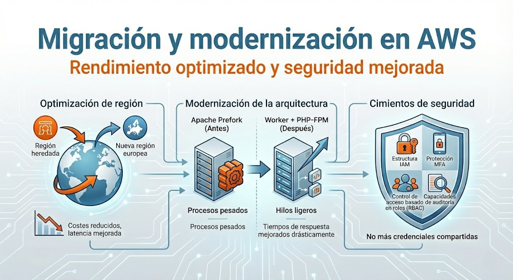 Arquitectura de optimización Apache PHP-FPM worker