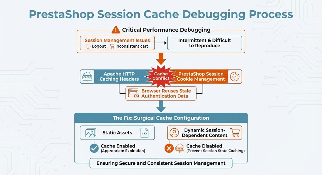 PrestaShop session cache debugging process