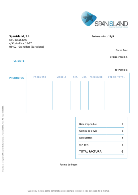 Spanisland PDF Invoice Template