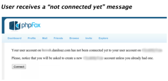 User not connected yet message